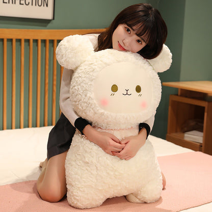 80CM Cute Lace Alpaca Pillow Plush Toy Soft Stuffed Animal Sheep Dolls Birthday Gift For Kids Girls Mascot Halloween Xmas Gifts