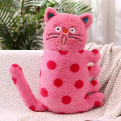 45CM Pink Polka Dot Fat Cat Plush Toys Cartoon Stuffed Pillow Animals Soft Doll Gifts For Kids Girls