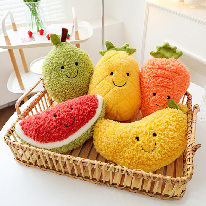 25CM Kawaii Fruit Watermelon/ Strawberry/ Lemon/ Banana/ Pineapple/ Mango/ Peach/ Durian Stuffed Doll Plush Toy Soft Gift Home Decor