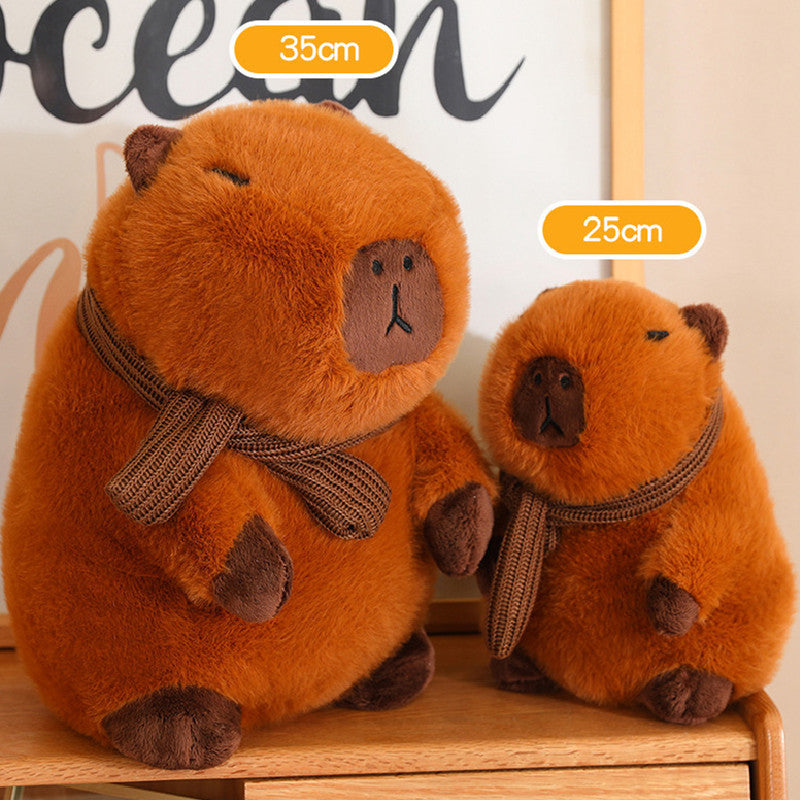 35CM Kawaii Winter White Capybara Stuffed Animal Plush Toy Dolls Gift For Kids Baby Mascot Xmas Gifts