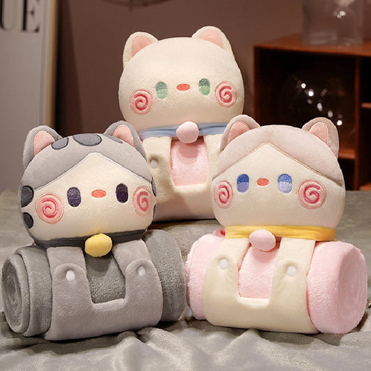 100CM Kawaii Cat Fluffy Security Blanket Soft Lovey Unisex Gifts Snuggle Toy Plush Stuffed Animals Office Siesta Blanket