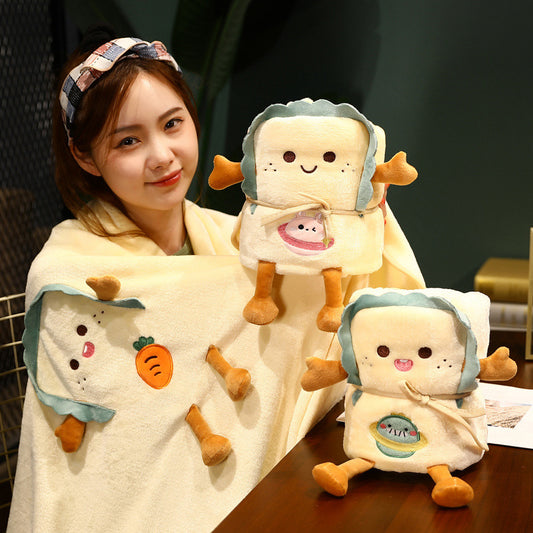 170CM Cartoon Toast Bread Fluffy Blanket Funny Food Security Blanket Soft Lovey Unisex Gifts Snuggle Toy Plush Stuffed