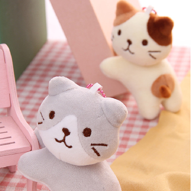 6Pces Tilting Cat Plush Keychain Soft Plush Toys Stuffed Animal Dolls Birthday Xmas Gift Wallet Bag Accessories Props