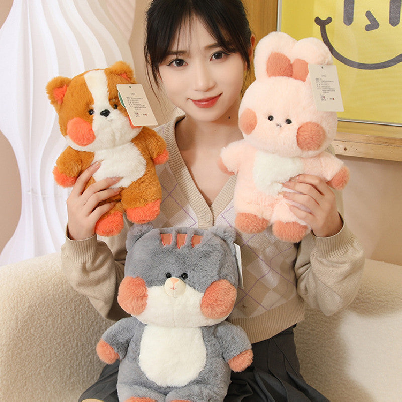 50CM Kawaii Pet Cat Dog Rabbit Bear Frog Soft Stuffed Dolls Animals Plush Toys Birthday For Kids Xmas Gift Home Decor