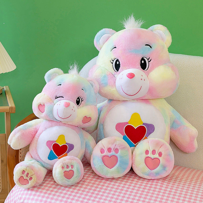 75CM Rainbow Dolls Kawaii Bear Pillow Plush Toys Soft Stuffed Animals Dolls Mascot Birthday Xmas Gift Pink Halloween Decor