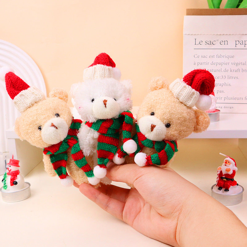 20CM Christmas Bear Keychain Plush Toys Cartoon Soft Stuffed Animals Dolls Mascot Birthday Xmas Gift