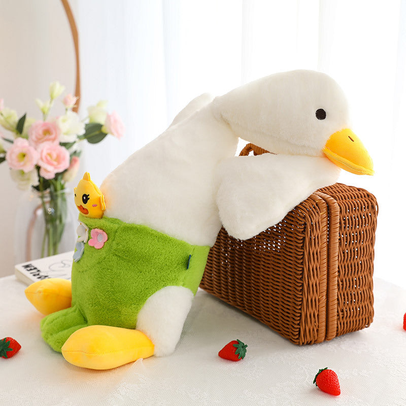 75CM White Geese With Backstrap Pillow Plush Toys Cartoon Swan Soft Stuffed Animal Dolls Mascot Birthday Xmas Gift