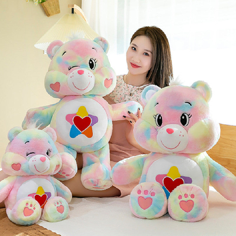 75CM Rainbow Dolls Kawaii Bear Pillow Plush Toys Soft Stuffed Animals Dolls Mascot Birthday Xmas Gift Pink Halloween Decor