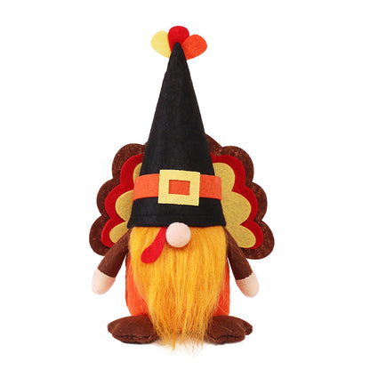 2PCS 20CM Halloween Cute Turkey The Gnome Figurine Dolls Toy Xmas Gifts Mascot Festival Home Decor