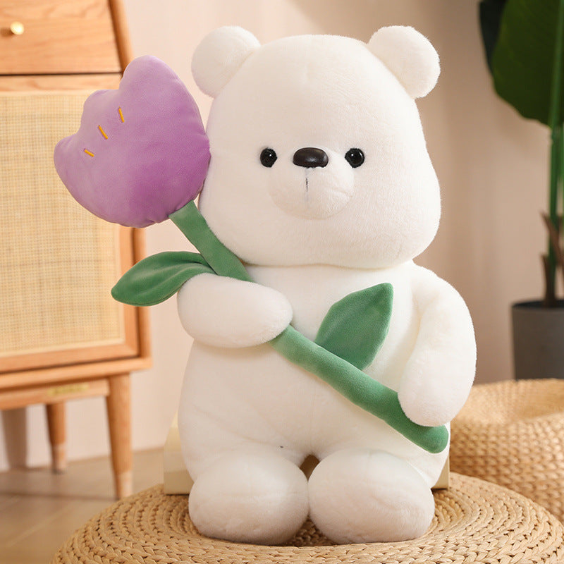 50CM Cute Tulip Bear Plush Toy Soft Stuffed Animals Dolls Mascot Birthday Xmas Gift Halloween Decor Valentine's Day Gift