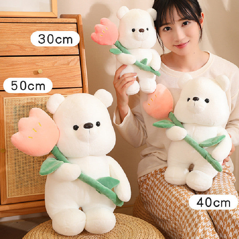 50CM Cute Tulip Bear Plush Toy Soft Stuffed Animals Dolls Mascot Birthday Xmas Gift Halloween Decor Valentine's Day Gift