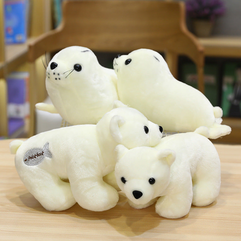 28CM Carton Seal Polar Bear Soft Plush Stuffed Toy Ocean Animals Dolls Mascot Birthday Xmas Gift