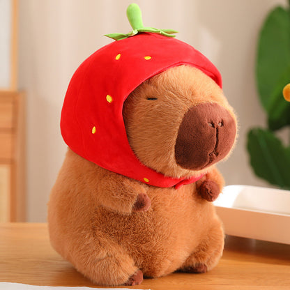 33CM Strawberries Capybara Stuffed Animal Plush Toy Dolls Gift For Kids Baby Mascot Xmas Valentine's Day Gifts