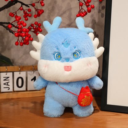 35CM Kawaii Cartoon Fat Dragon Soft Stuffed Animal Dolls Plush Toys Mascot Xmas Gifts For Kids New Year Home Decor