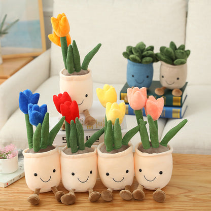 35CM Flower Tulips Cactus Soft Plants Dolls Toy Gift Mascot Christmas Gifts Home Decor