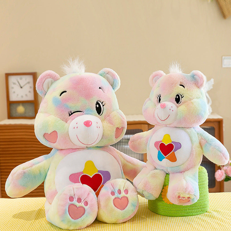 75CM Rainbow Dolls Kawaii Bear Pillow Plush Toys Soft Stuffed Animals Dolls Mascot Birthday Xmas Gift Pink Halloween Decor