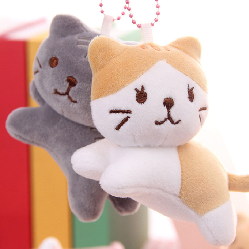 6Pces Tilting Cat Plush Keychain Soft Plush Toys Stuffed Animal Dolls Birthday Xmas Gift Wallet Bag Accessories Props