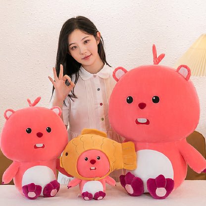 Cute Beaver Stuffed Animal Dolls Soft Kawaii Toy Birthday Gift For Kids Baby Mascot Xmas Gifts Halloween Pink Decor