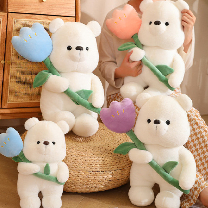 50CM Cute Tulip Bear Plush Toy Soft Stuffed Animals Dolls Mascot Birthday Xmas Gift Halloween Decor Valentine's Day Gift