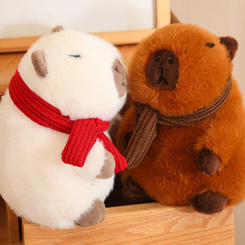 35CM Kawaii Winter White Capybara Stuffed Animal Plush Toy Dolls Gift For Kids Baby Mascot Xmas Gifts