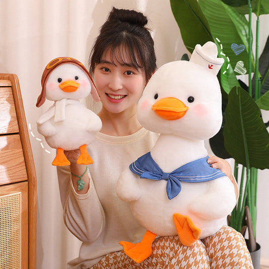 55CM Kawaii Duck With Scarf Hat Plush Toys Cartoon Geese Soft Stuffed Animal Dolls Mascot Birthday Xmas Gift