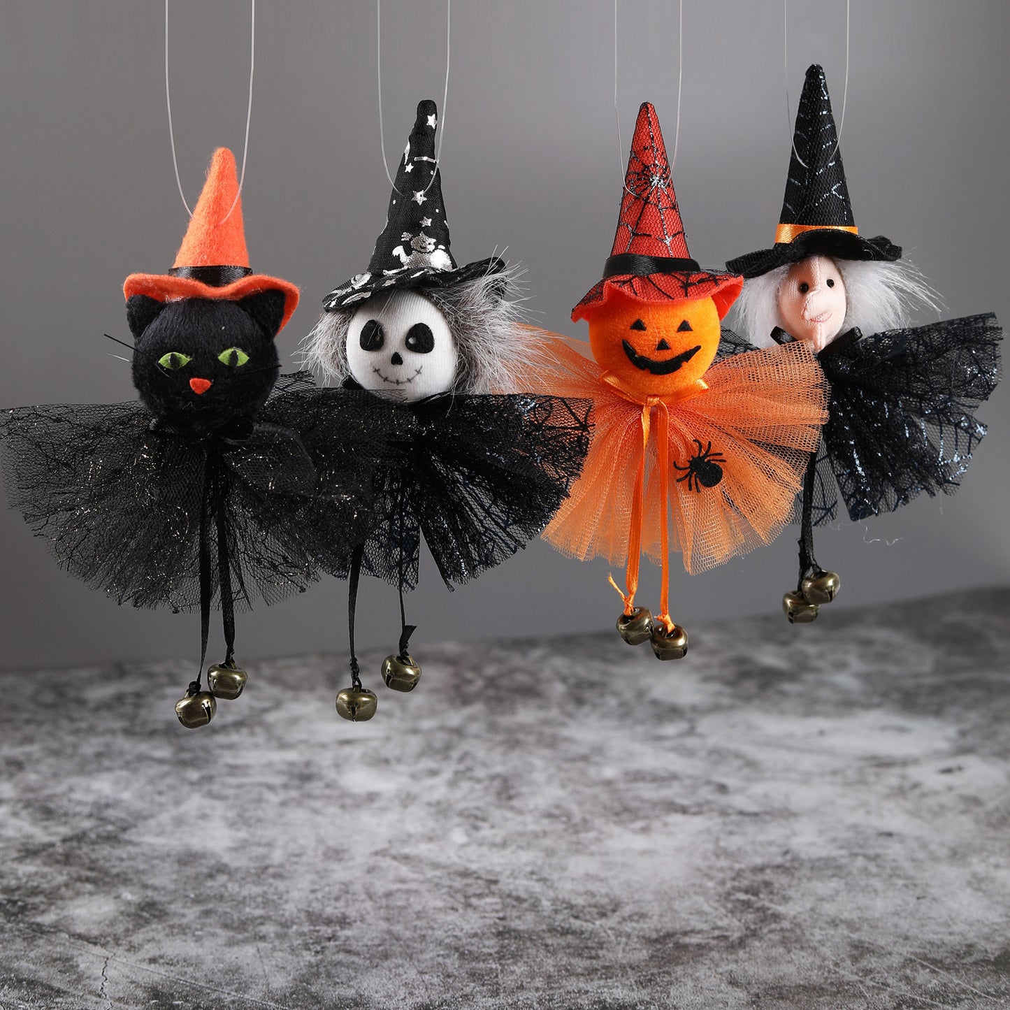 4PCS 15CM Halloween Pumpkin Ghost Witch Black Cat Charm Dolls Toy Xmas Gifts Mascot Festival Home Decor