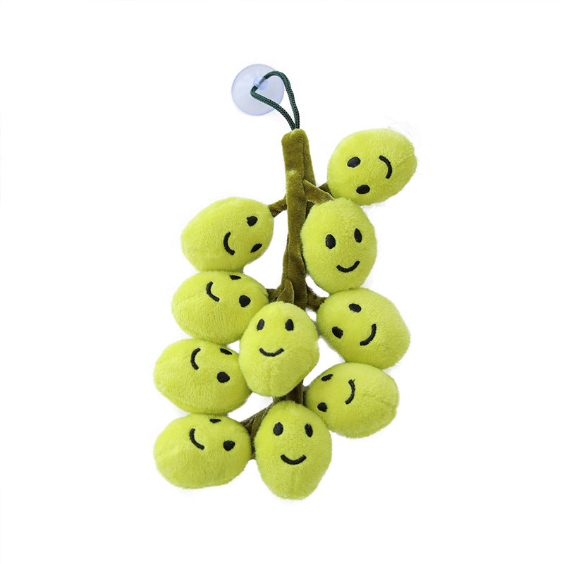 Purple Smiling Face Grapes Fruit Plush Toys Cartoon Soft Stuffed Dolls Mascot Birthday Xmas Gift Kitchen Decor