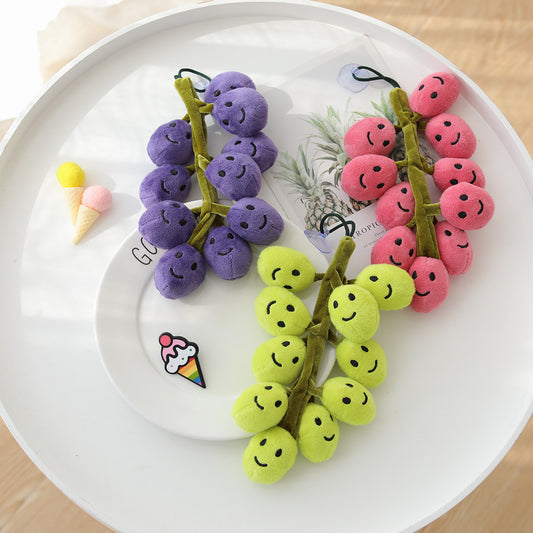 Purple Smiling Face Grapes Fruit Plush Toys Cartoon Soft Stuffed Dolls Mascot Birthday Xmas Gift Kitchen Decor