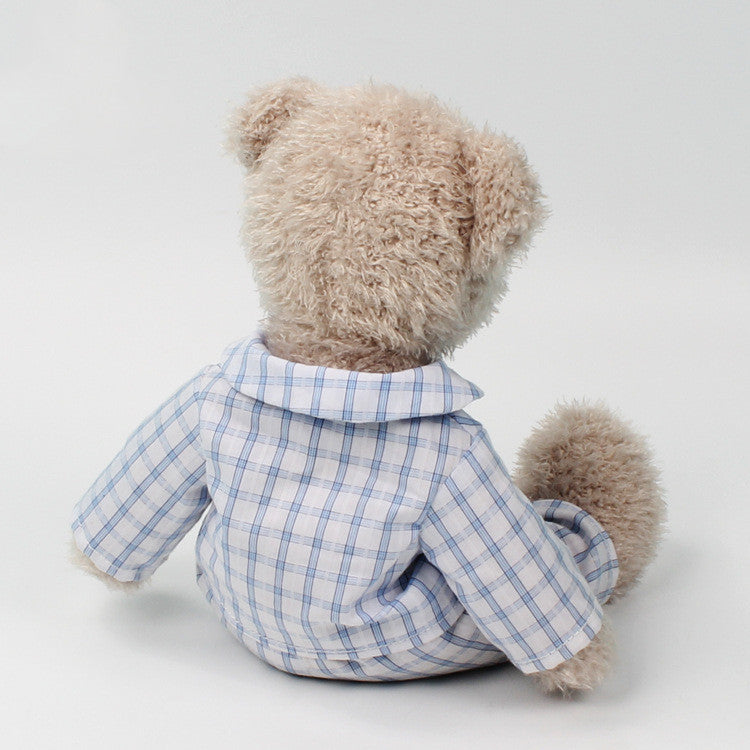 30CM Blue Shirt Gentleman Bear Plush Toys Soft Cuddly Stuffed Animals Dolls Mascot For Baby Kids Birthday Xmas Gift