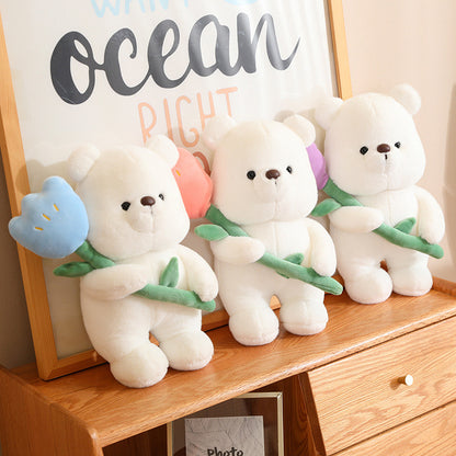 50CM Cute Tulip Bear Plush Toy Soft Stuffed Animals Dolls Mascot Birthday Xmas Gift Halloween Decor Valentine's Day Gift