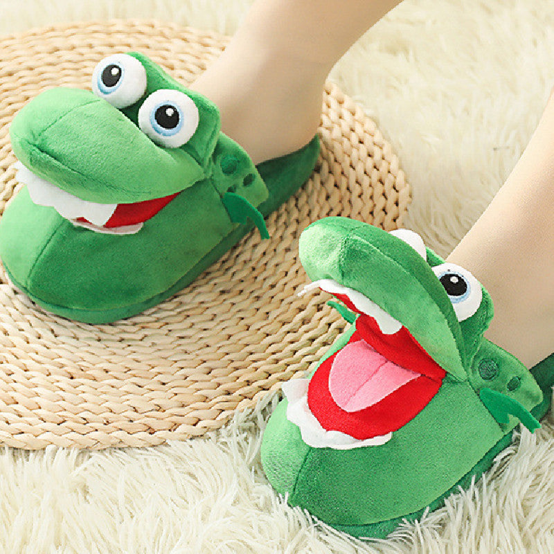 Carton Crocodile Sheep Move Animals Plush Slipper Shoes For Adult Kids Winter Warm Cozy Fluffy House Slippers Plush Shoes