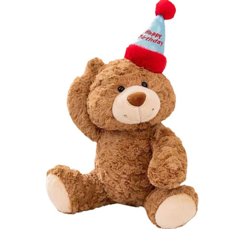 35CM Birthday Bear Plush Toys Cartoon Soft Stuffed Animals Dolls Mascot Xmas Kids Birthday Day Gift