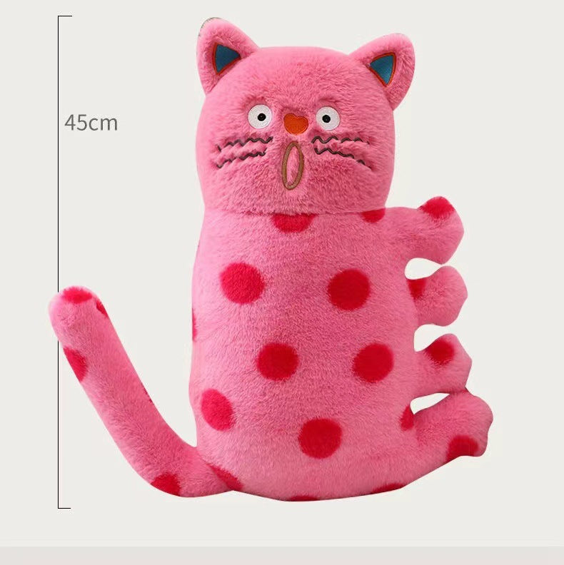 45CM Pink Polka Dot Fat Cat Plush Toys Cartoon Stuffed Pillow Animals Soft Doll Gifts For Kids Girls