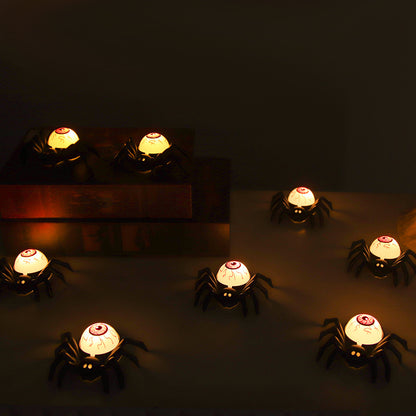 12Pcs Spider Chandelier Tea Lights Novelty Flameless LED Lights Chandelier Candle Holder Halloween Party Table Spooky Home Decor