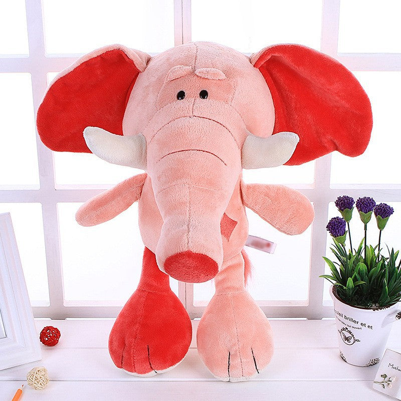 35CM Cuddly Lion Elephant Toys Soft Stuffed Animals Dolls For Baby Kids Mascot Birthday Xmas Gift Pink Halloween Decor