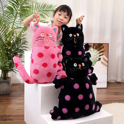 45CM Pink Polka Dot Fat Cat Plush Toys Cartoon Stuffed Pillow Animals Soft Doll Gifts For Kids Girls