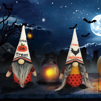 2PCS 28CM Halloween Pumpkin Bat The Gnome Figurine Dolls Toy Xmas Gifts Mascot Festival Home Decor