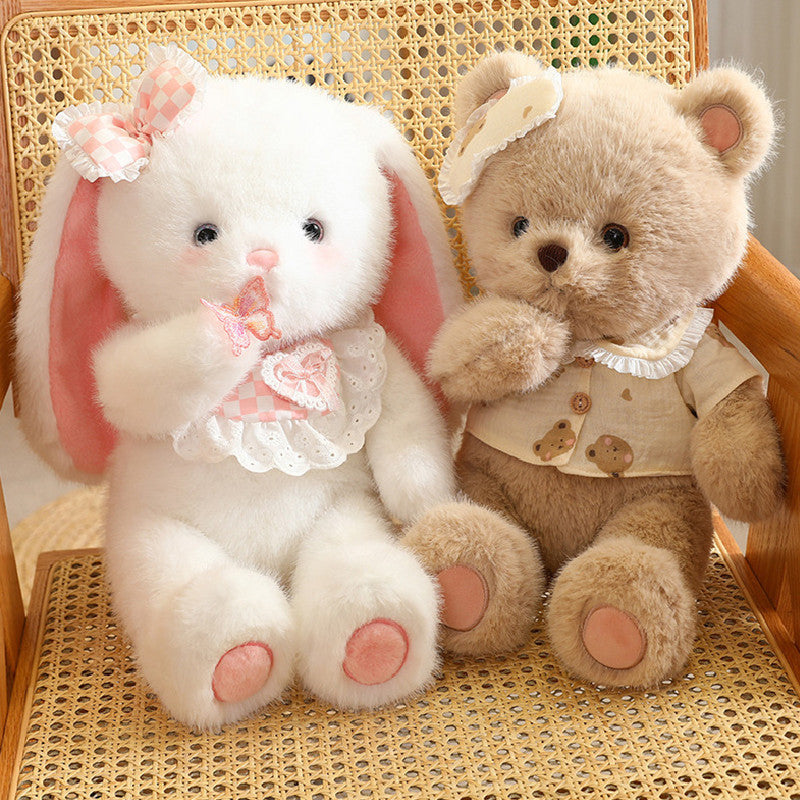 45CM Kawaii Luck Baby Bear Rabbit Cat Fox Soft Stuffed Dolls Animals Plush Toys For Kids Xmas Gift Home Decor