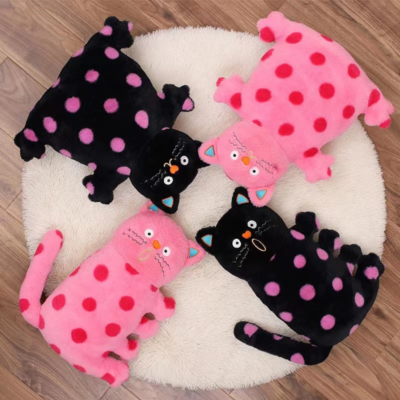 45CM Pink Polka Dot Fat Cat Plush Toys Cartoon Stuffed Pillow Animals Soft Doll Gifts For Kids Girls