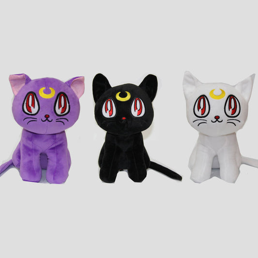 Black Moon Cat Luna Plush Toys Cartoon Soft Stuffed Dolls Mascot Birthday Xmas Gift Halloween Props