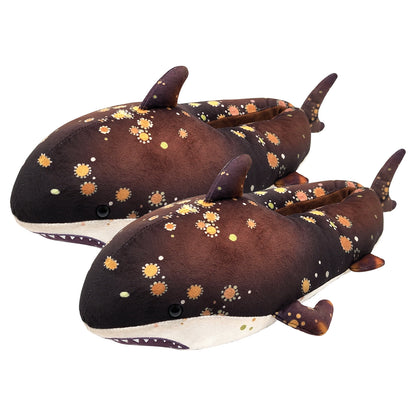 Marine Animals Whale Food Plush Slipper Carton Plush Shoes For Adult Winter Warm Cozy Fluffy House Slippers