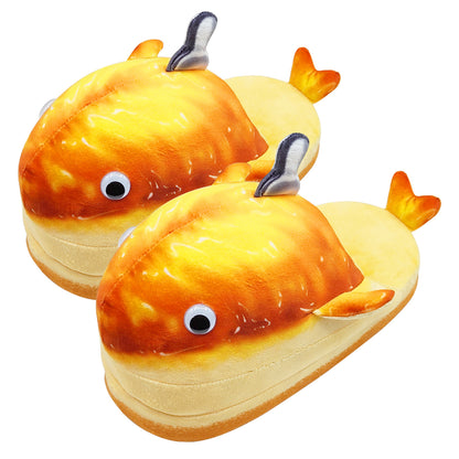 Marine Animals Whale Food Plush Slipper Carton Plush Shoes For Adult Winter Warm Cozy Fluffy House Slippers