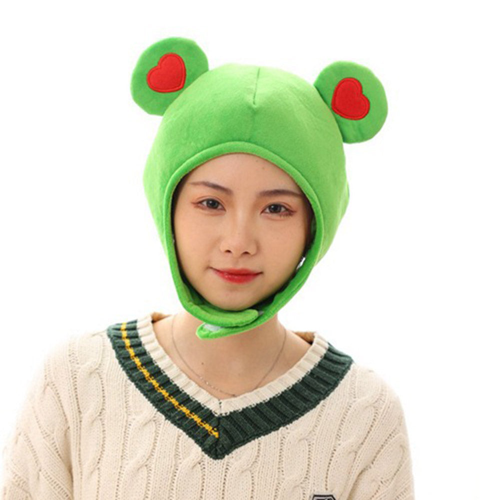 Green Frog Hat Headgear Decor Hat Party Headwear Stuffed Animals Mascot Photo Prop Birthday Gift