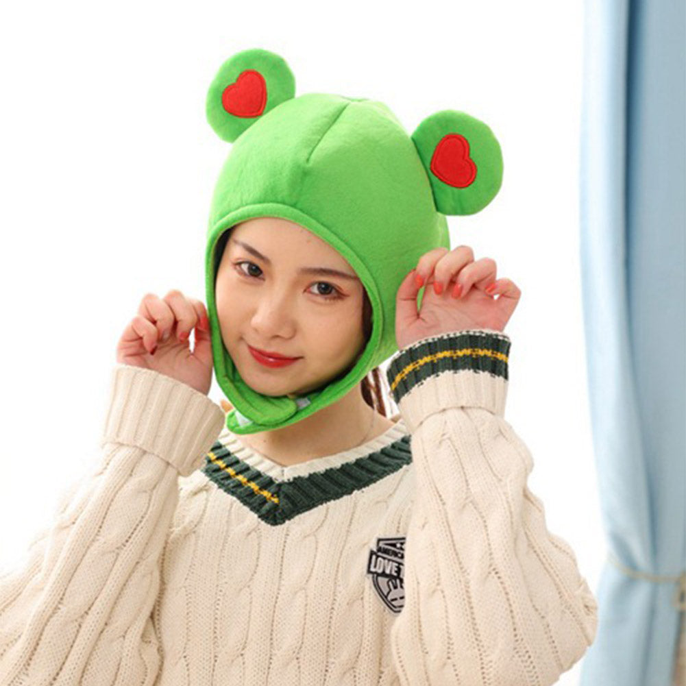 Green Frog Hat Headgear Decor Hat Party Headwear Stuffed Animals Mascot Photo Prop Birthday Gift