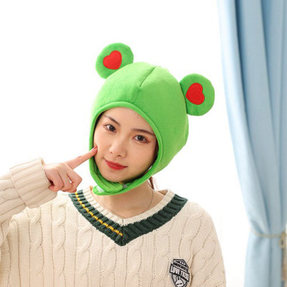 Green Frog Hat Headgear Decor Hat Party Headwear Stuffed Animals Mascot Photo Prop Birthday Gift