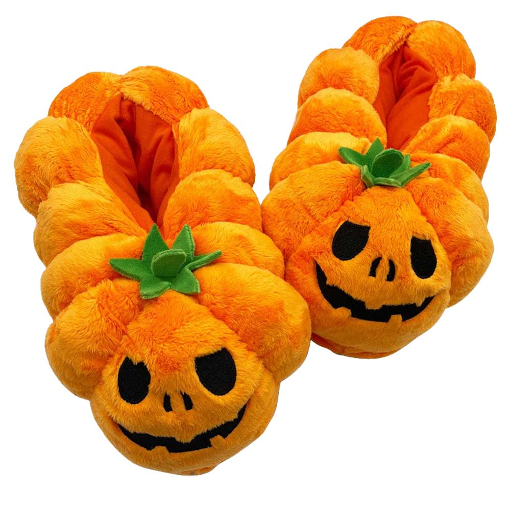 29CM Halloween Pumpkin Slipper Shoes Halloween Plush Accessory Home Props